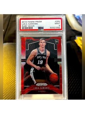 Spurs 2019 Luka Samanic RC Panini Prizm RUBY WAVE #265 PSA 9 ROOKIE Trading Card